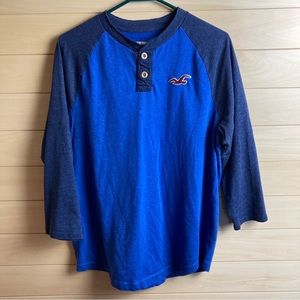 Hollister Men’s Blue Baseball Henley Two-tone XL